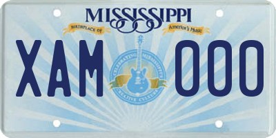 MS license plate XAM000