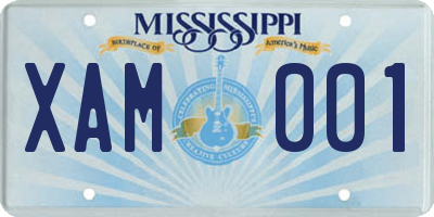MS license plate XAM001