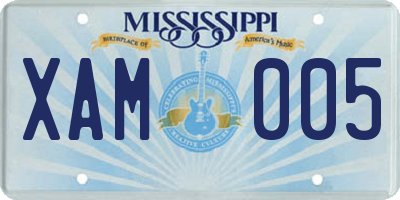 MS license plate XAM005