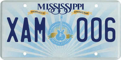 MS license plate XAM006