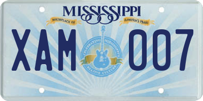MS license plate XAM007