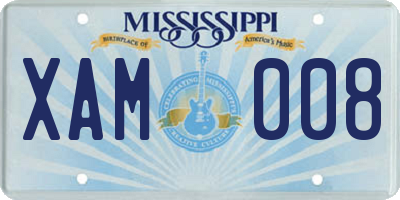 MS license plate XAM008