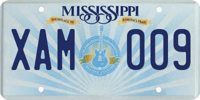MS license plate XAM009