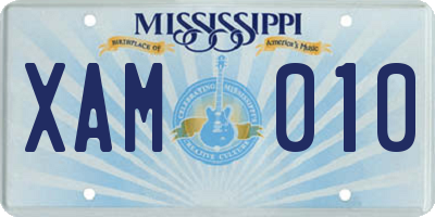 MS license plate XAM010