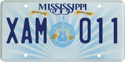 MS license plate XAM011