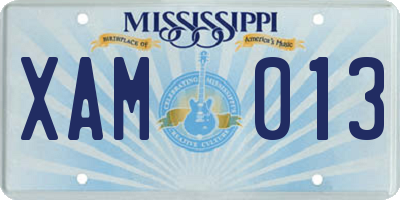 MS license plate XAM013