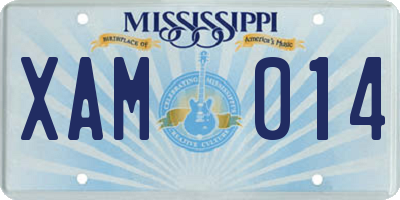 MS license plate XAM014