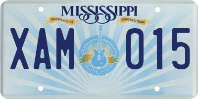 MS license plate XAM015