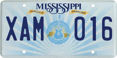 MS license plate XAM016