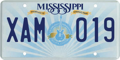 MS license plate XAM019