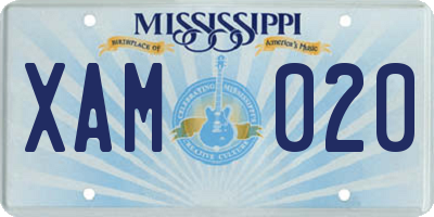 MS license plate XAM020