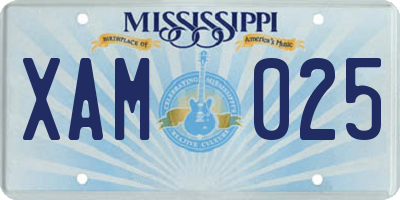 MS license plate XAM025