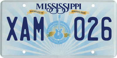 MS license plate XAM026
