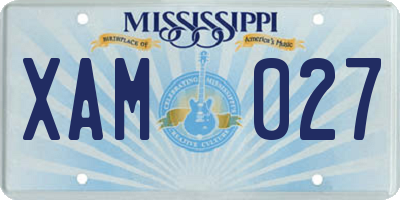 MS license plate XAM027