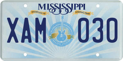 MS license plate XAM030