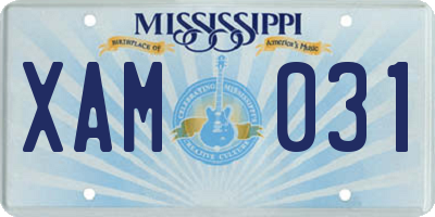 MS license plate XAM031