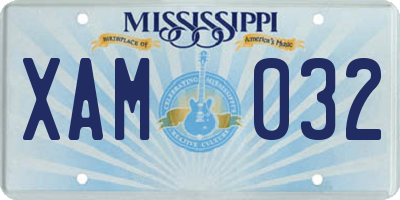 MS license plate XAM032