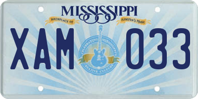MS license plate XAM033