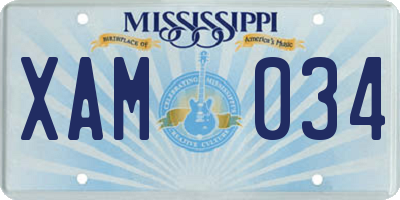 MS license plate XAM034