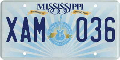 MS license plate XAM036