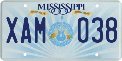 MS license plate XAM038