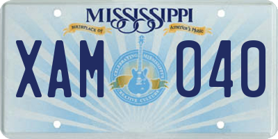 MS license plate XAM040