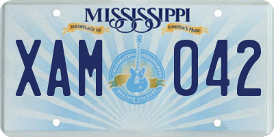MS license plate XAM042