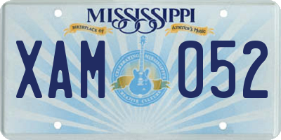 MS license plate XAM052