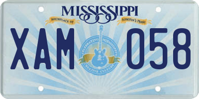 MS license plate XAM058