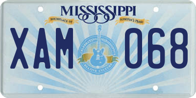 MS license plate XAM068