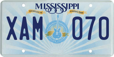 MS license plate XAM070