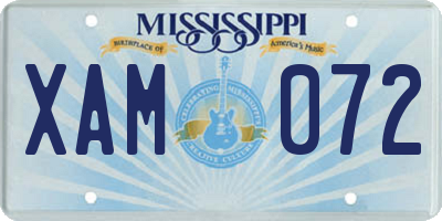 MS license plate XAM072