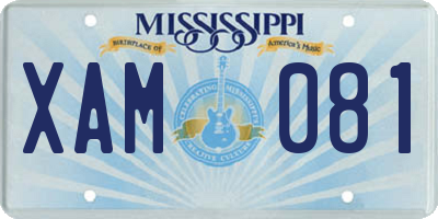 MS license plate XAM081