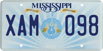 MS license plate XAM098