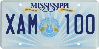 MS license plate XAM100