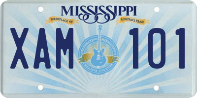 MS license plate XAM101