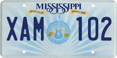 MS license plate XAM102