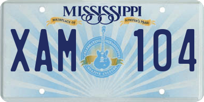 MS license plate XAM104