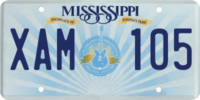 MS license plate XAM105