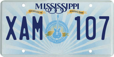 MS license plate XAM107