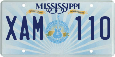 MS license plate XAM110