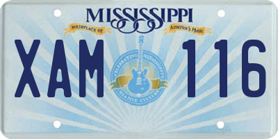 MS license plate XAM116