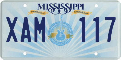 MS license plate XAM117