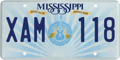 MS license plate XAM118