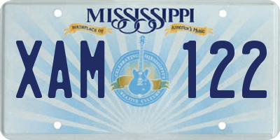 MS license plate XAM122