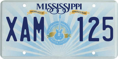 MS license plate XAM125