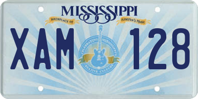 MS license plate XAM128