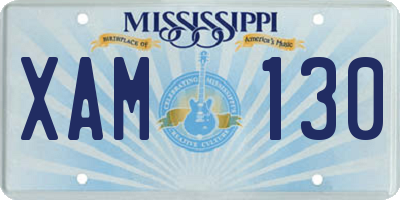 MS license plate XAM130