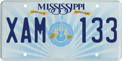 MS license plate XAM133