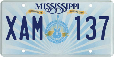 MS license plate XAM137